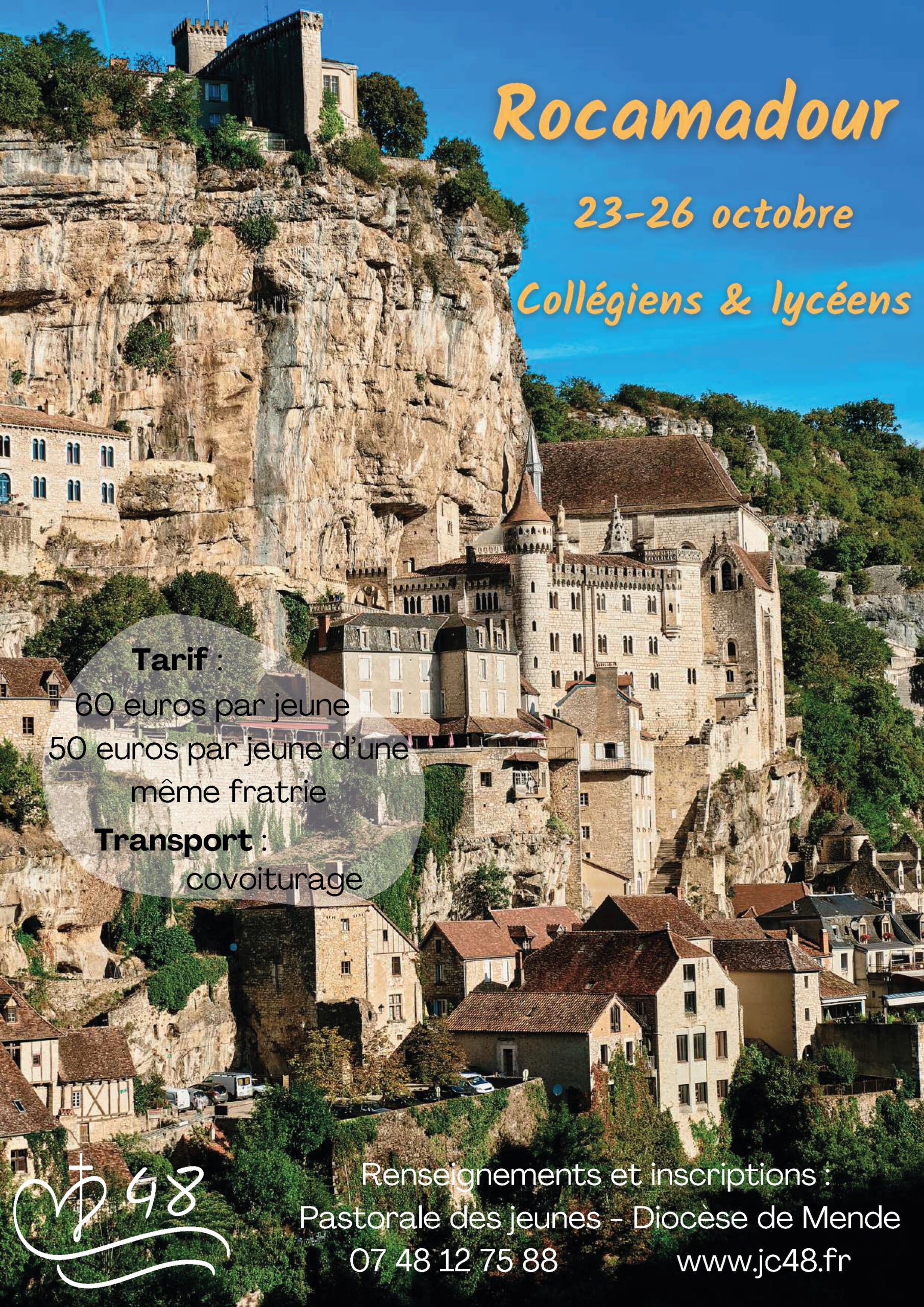 Séjour à Rocamadour du 23 au 26 octobre organisé par la Pastorale des Jeunes